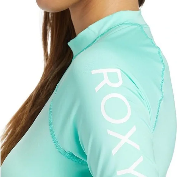 Roxy Turquoise Short-Sleeve Rash Guard - Picture 4 of 5